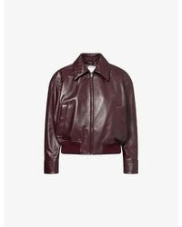 Bottega Veneta - Intrecciato-Collar Leather Bomber Jacket - Lyst