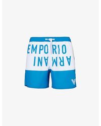 Emporio Armani - Brand-print Drawstring Swim Shorts - Lyst