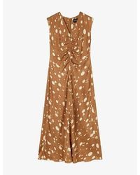 Whistles - Deer-Spot Sleeveless Woven Midi Dress - Lyst