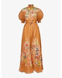 Zimmermann - Alight Floral-pattern Linen Maxi Dress X - Lyst