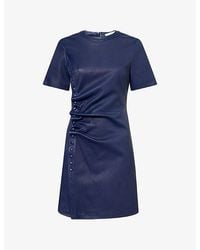 Rabanne - Button-Embellished Leather Mini Dress - Lyst
