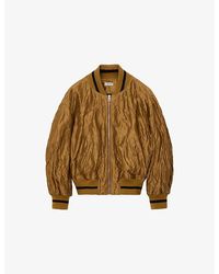 Loewe - Crinkled-Texture Striped-Trim Woven Bomber Jacket - Lyst