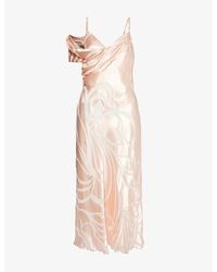 Alberta Ferretti - Devoure Draped Sleeveless Satin Midi Dress - Lyst