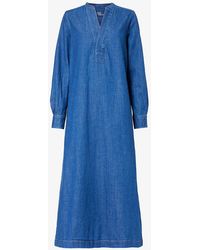 Polo Ralph Lauren - V-neck Relaxed-fit Denim Midi Dress - Lyst