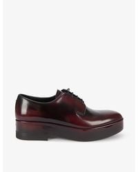 Prada - Brushed Laced Leather Derby Shoes - Lyst