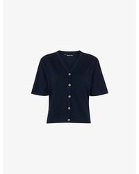 Whistles - Ella V-Neck Button-Through Cotton-Jersey T-Shirt - Lyst
