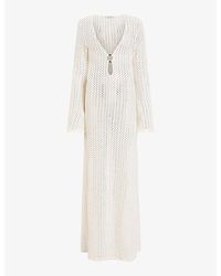 AllSaints - Karma Cut-out Long-sleeve Knitted Maxi Dress - Lyst