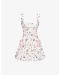 House Of Cb - Marianella Floral-Print Stretch-Cotton Mini Dress - Lyst