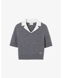 Claudie Pierlot - Contrast-Collar Cropped Wool And Cashmere Jumper - Lyst
