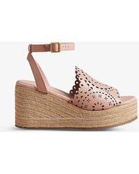 Ted Baker - Pinky Laser-cut Leather Wedge Sandals - Lyst