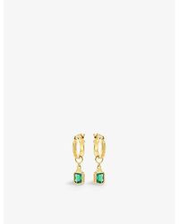 V By Laura Vann - Frances 18ct Yellow -plated Recycled Sterling-silver And Emerald Hoop Earrings - Lyst