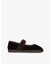 Flabelus - Mafalda Scrunched-Strap Cotton-Velvet Ballet Flats - Lyst