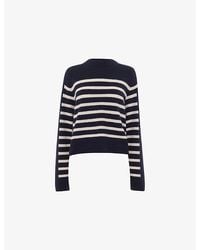 Whistles - Striped Round-Neck Knitted Jumper - Lyst