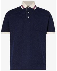 Gucci - Monogram-pattern Striped-trim Stretch-cotton Polo Shirt X - Lyst
