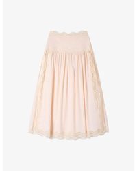 Sandro - Contrast-Trim High-Rise Cotton Maxi Skirt - Lyst