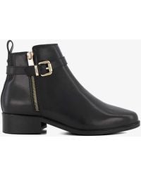 Dune - Pepi Side-buckle Heeled Leather Ankle Boots - Lyst