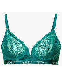 Lounge Underwear - Royal Floral-lace Recycled-polyamide-blend Balconette Bra - Lyst