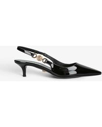 Versace - Medusa 40 Patent-leather Slingback Courts - Lyst