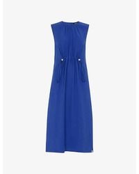 Whistles - Drawstring-Waist Sleeveless Woven Midi Dress - Lyst