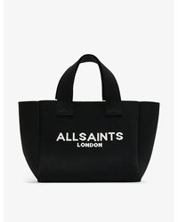 AllSaints - Izzy Branded-logo Mini Knitted Tote Bag - Lyst