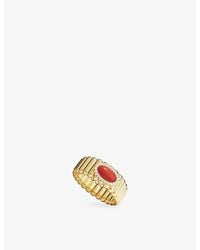 Apm Monaco - Les Calanques 18Ct-Plated Alloy, Coral Gemstone And Cubic Zirconia Ring - Lyst
