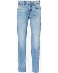 7 For All Mankind - The Straight Step Straight-leg Mid-rise Stretch-denim Jeans - Lyst