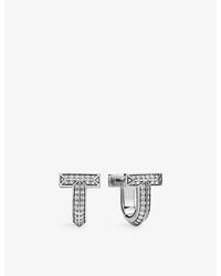 Tiffany & Co. - Tiffany T T1 Huggie 18Ct- And 0.28Ct Brilliant-Cut Diamond Earrings - Lyst
