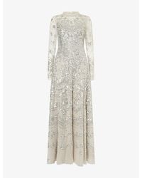 Needle & Thread - Freya Long-Sleeve Sequin-Embellished Gown - Lyst