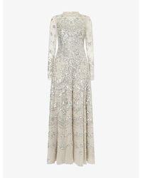 Needle & Thread - Freya Long-Sleeve Sequin-Embellished Gown - Lyst