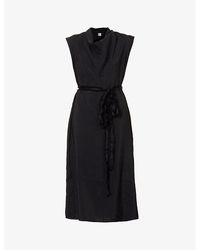 Totême Folded-neck Dress in Black | Lyst