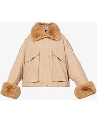 Amy Lynn Boxy-fit Woven And Faux-fur Jacket - Natural
