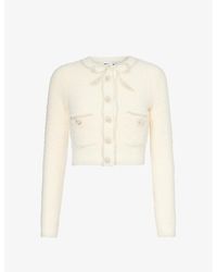 Self-Portrait - Sequin-embellished Bow Woven Cardigan - Lyst