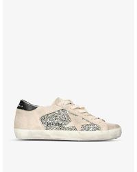 Golden Goose - Superstar Star-appliqué Glitter Leather Low-top Trainers - Lyst