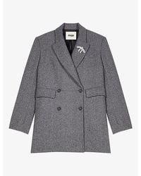 Maje - Double-Breasted Longline Wool-Blend Coat - Lyst
