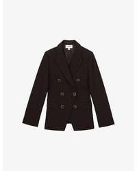 Reiss - Lia Peak-Lapel Double-Breasted Wool-Blend Blazer - Lyst