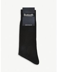 Pantherella - Black Short Ribbed Silk Socks - Lyst