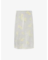 Acne Studios - Flower-Print Layered Woven Midi Skirt - Lyst