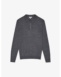 Reiss - Mid Melang Trafford Merino Wool Polo Shirt - Lyst