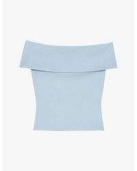 Maje - Ribbed Bardot-Neck Stretch-Knit Top - Lyst