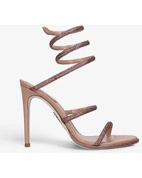 Rene Caovilla - Cleo Crystal-embellished Leather Heeled Sandals - Lyst