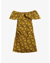 Ted Baker - Ondina Floral-print Oversized-collar Seersucker Mini Dress - Lyst
