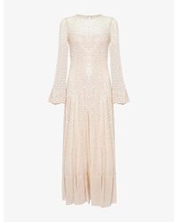 Needle & Thread - Sequin Cascade Long-Sleeve Woven Gown - Lyst