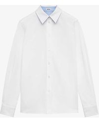Loewe - Contrast-cuffs Straight-hem Cotton Shirt - Lyst