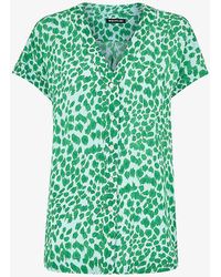 Whistles - Smooth Leopard-print Short-sleeve Woven Blouse - Lyst