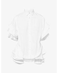 Noir Kei Ninomiya - Ruffle Short-Sleeve Cotton Blouse - Lyst