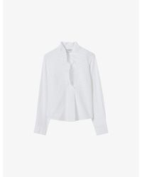 Claudie Pierlot - Ruffled Long-Sleeved Cotton-Poplin Shirt - Lyst