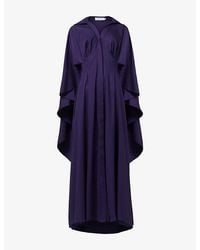 eem - Open-Collar Cape-Sleeve Stretch-Woven Maxi Dress - Lyst