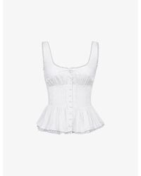 House Of Cb - Effie Lace-Trim Button-Down Woven Top - Lyst