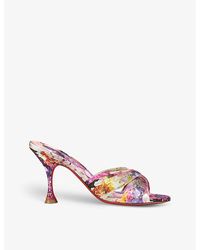 Christian Louboutin - Nicol Is Back 85 Floral-print Satin-crepe Heeled Mules - Lyst