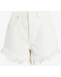 AllSaints - Astrid Frayed Organic-cotton Denim Shorts - Lyst
